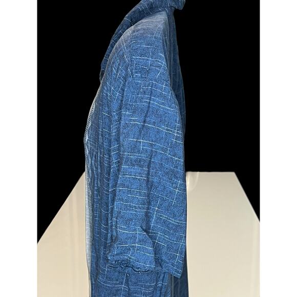 Island Shores Palm Tree Hawaiian Shirt XL Blue Rayon Tropical Aloha Vacation - Picture 6 of 11